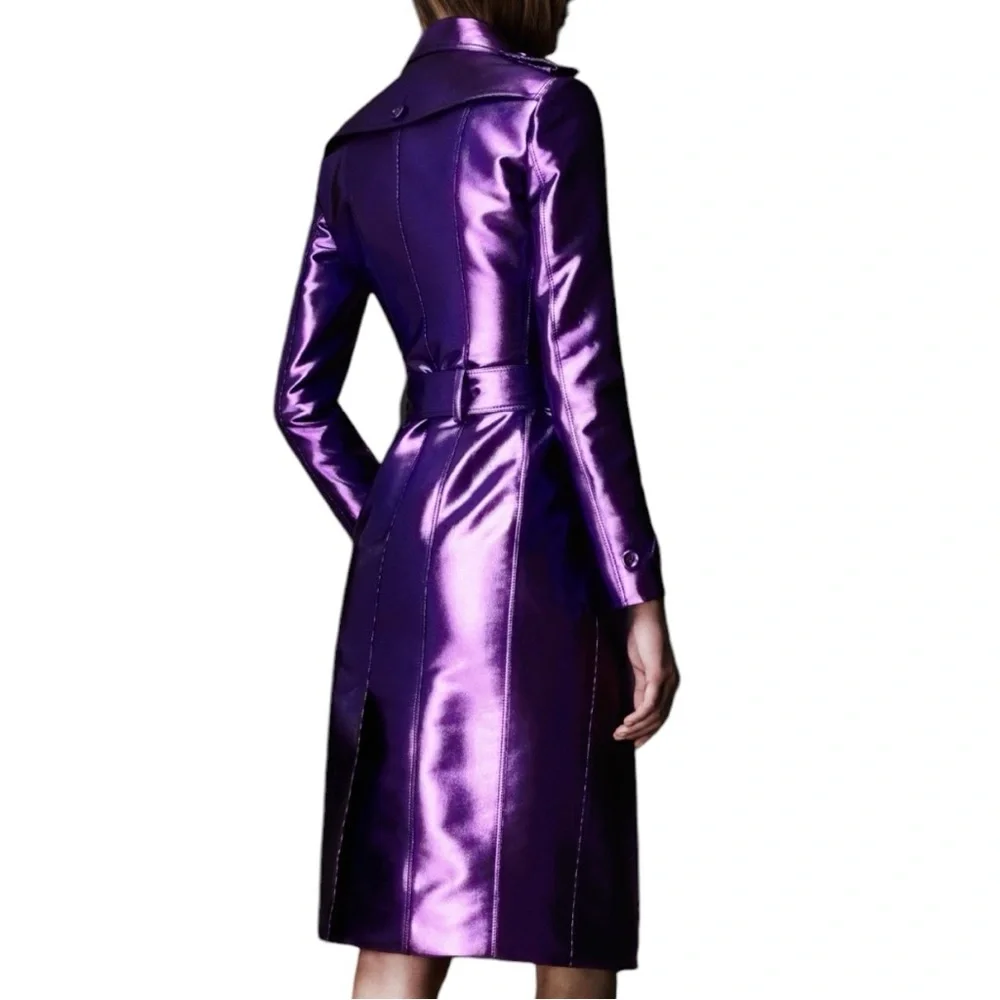 Burberry Prorsum Purple Metallic Trench Coat Runway Collection SUPER RARE 42/ L - Picture 10 of 15